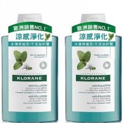 【限量組合】KLORANE 蔻蘿蘭 涼感淨化洗髮精400MLX2入組